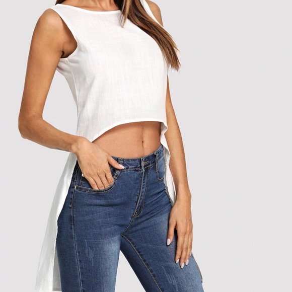 🆕High low linen white button back top 🥰 - Picture 2 of 7